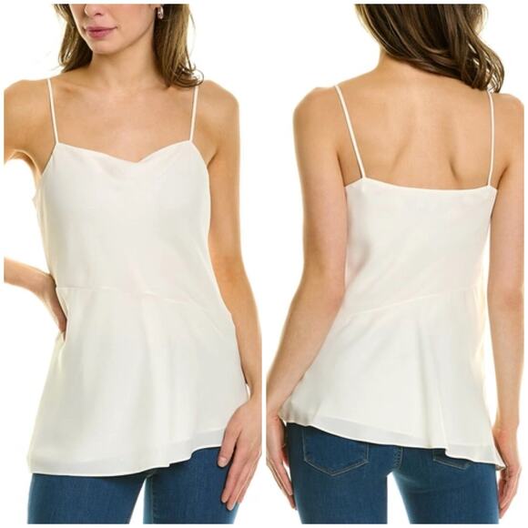 Theory Ivory Asymmetric Crepe de Chine Slip Camisole Women's Medium - Picture 1 of 7